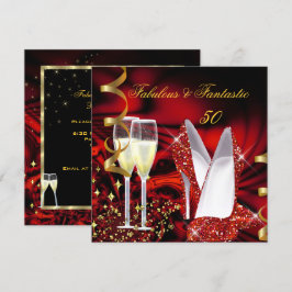 Invitación Fabuloso 50 Fantastico Resumen Cumpleaños Red Gold