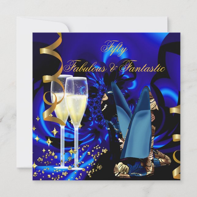 Invitación Fabuloso 50 Fantástico Resumen Día de Aniversario  (Anverso)