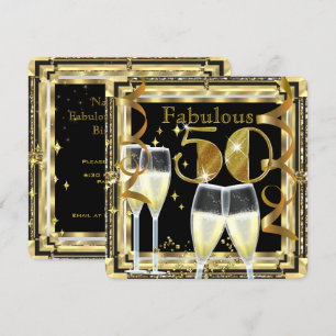 Invitación Fabuloso 50 Festival Champagne Deco Gold