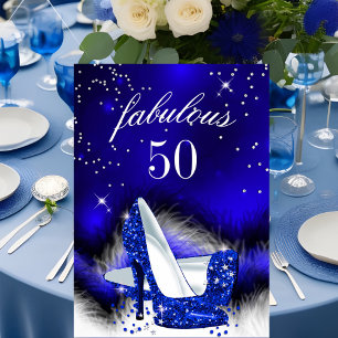 Invitación Fabuloso 50 Fiesta de cumpleaños de Royal Blue Hig