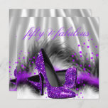 Invitación Fabuloso 50 Fiesta de cumpleaños Morple Silver de<br><div class="desc">Fabuloso 50 Purple Silver 50th Birthday Party, Stars and Purpurina Purple High Heels Shoes, plumas y corazones. Fiesta de cumpleaños de invitación. Fabulosos eventos elegantes para mujeres, Chicas, Fiestas invitados para todas las edades, sólo personalizar a la edad que usted quiere! El Fiesta del Ornato de la Fiesta de Nacimiento...</div>