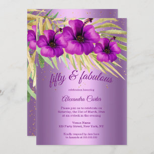 Invitación Fabuloso 50 fiesta floral Lilac púrpura Hibiscus