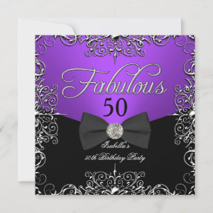 Invitación Fabuloso 50 Fiesta Purple Elegant de Cumpleaños