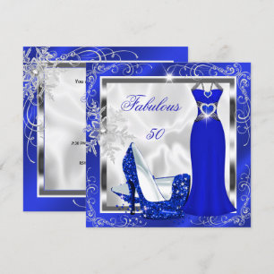 Invitación Fabuloso 50 Fiestas Tallos de vestir Royal Blue Si
