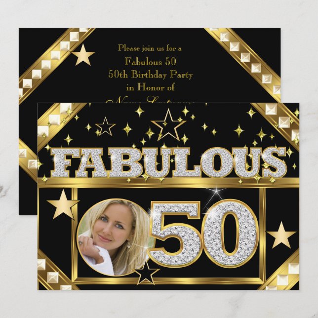 Invitación Fabuloso 50 Glamour retro Hollywood Gold Photo 4 (Anverso / Reverso)