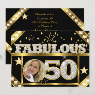 Invitación Fabuloso 50 Glamour retro Hollywood Gold Photo 4