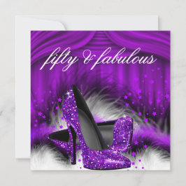 Invitación Fabuloso 50 Morado de tacones altos 50 cumpleaños