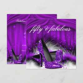 Invitación Fabuloso 50 Morado de tacones altos 50 cumpleaños