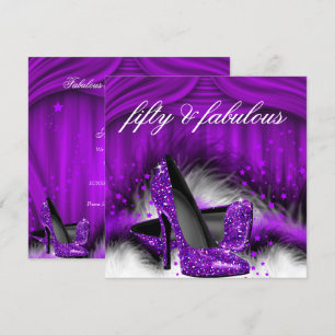 Invitación Fabuloso 50 Morado de tacones altos 50 cumpleaños