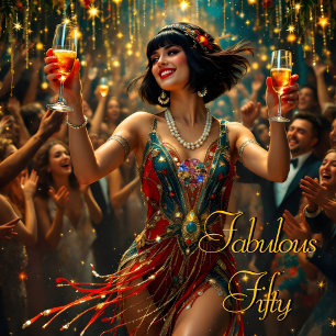 Invitación Fabuloso 50 Mujer flapper art déco de 1920