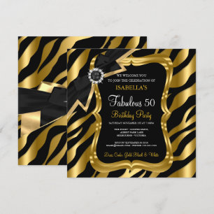 Invitación Fabuloso 50 Perla Dorada Arco Cebra Neg
