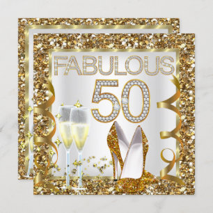 Invitación Fabuloso 50 Purpurinas de la fiesta de cumpleaños