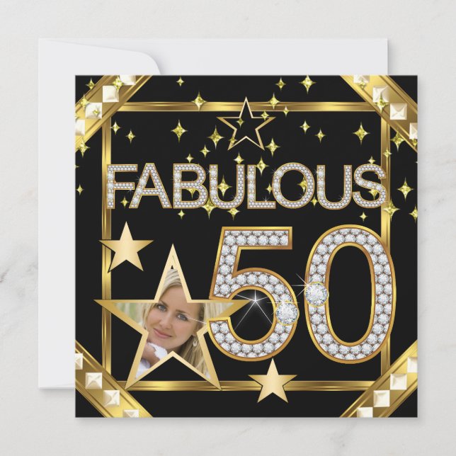 Invitación Fabuloso 50 retro glamour Hollywood Gold Photo (Anverso)