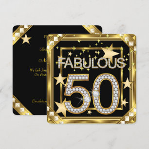 Invitación Fabuloso 50 Retro Glamour Hollywood Marco de Oro 2