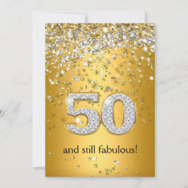 Invitación Fabuloso 50 Silver Streamers 50 cumpleaños