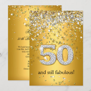Invitación Fabuloso 50 Silver Streamers 50 cumpleaños