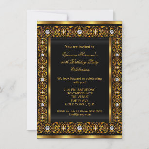 Invitación Fabuloso 50 Super Elegante Diamante Oro Negro 3