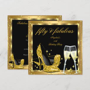 Invitación Fabuloso 50 tacones altos de champán de oro Cumple