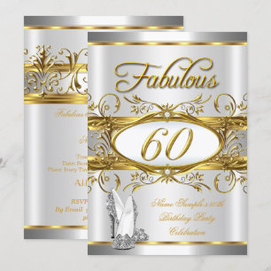 Invitación Fabuloso 60º Cumpleaños Plata de Oro de tacones al