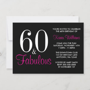 Invitación Fabuloso 60.ª fiesta de cumpleaños del Black Pink