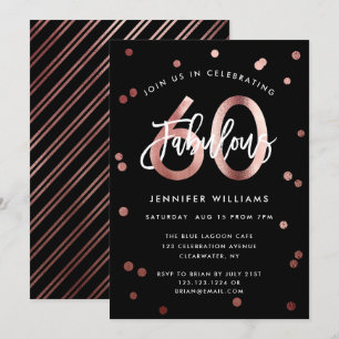 Invitación Fabuloso 60.º   Cumpleaños moderno con estilo Rosa