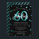 Invitación Fabuloso 60.º | Cumpleaños verde Verde azulado mod<br><div class="desc">Celebra tu fabulosa fiesta de cumpleaños número 60 con estas invitaciones modernas,  elegantes y de moda con letras de las manos y diseño elegante verde azulado verde/negro. El color de fondo puede cambiarse en "personalizar más adelante". Parte de la colección "Fabulous 60th".</div>