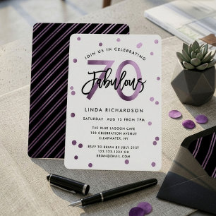 Invitación Fabuloso 70   Fiesta de Cumpleaños Moderno Lila Pu