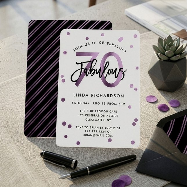 Invitación Fabuloso 70 | Fiesta de Cumpleaños Moderno Lila Pu (Subido por el creador)