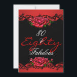 Invitación Fabuloso 80 80th Birthday Party Roses Roses<br><div class="desc">Fabuloso 80, Ochenta y Fabuloso 80 cumpleaños fiesta de cumpleaños Plata Roses Rojas Negro Lace Blanco Elegante Clásico Todas las Ocasiones Fiesta cumpleaños invita Plantilla para 60, 50, 40, 70, 80, cumpleaños. Fabuloso producto para mujeres, Chicas, Zizzago creó este diseño POR FAVOR NOTE todas las imágenes planas! ¡¡¡NO tienen verdadero...</div>
