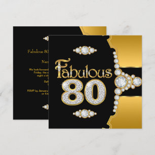 Invitación Fabuloso 80 cumpleaños 80º Aniversario Diamante Ne