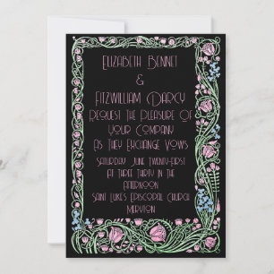 Invitación Fabuloso Art Deco Estilo Artesano Diseño Floral