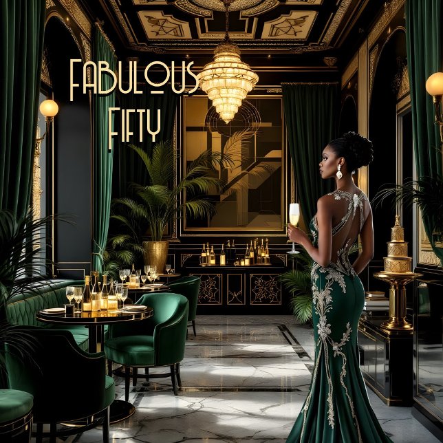 Invitación Fabuloso Art Deco Room Etnia Mujer Oro Verde (Subido por el creador)