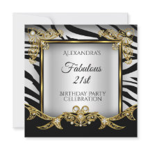 Fabuloso Black White Zebra Gold 21 cumpleaños