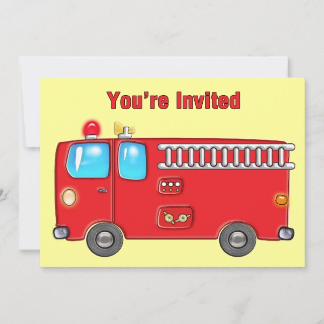Invitación Fabuloso camión de bomberos (Anverso)
