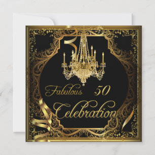 Invitación Fabuloso candelabro dorado y negro de celebración
