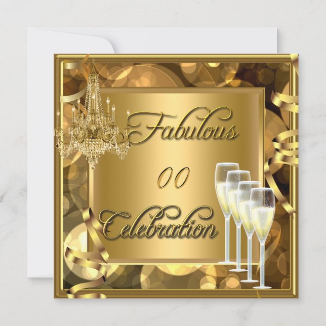 Invitación Fabuloso celebración de cualquier edad Champagne d (Anverso)