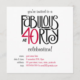 Invitación Fabuloso con 40 rojos