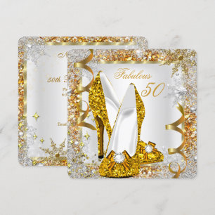 Invitación Fabuloso Cumpleaños 50 Brillante Fiesta de Oro