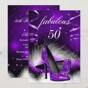Invitación Fabuloso cumpleaños 50 con zapatos rojos de tacón