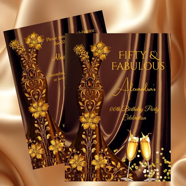Invitación Fabuloso cumpleaños Caramel Dorado Vestido Champag (Subido por el creador)
