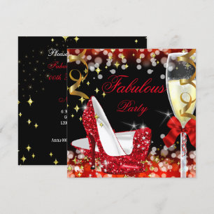 Invitación Fabuloso Cumpleaños con Tacones Altos de Purpurina