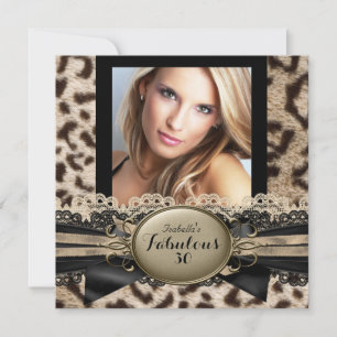 Invitación Fabuloso Cumpleaños de 30 años Leopardo Beige Marr