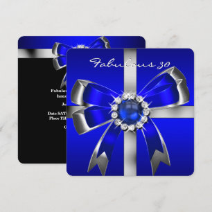 Invitación Fabuloso Cumpleaños de 30 Perlas Azules Reales Pla