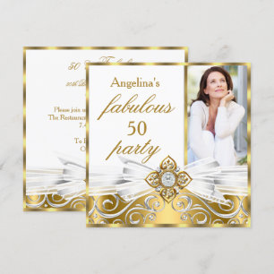 Invitación Fabuloso Cumpleaños de 50 años en Falso Diamante d
