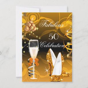 Invitación Fabuloso cumpleaños de 50 años en oro amarillo y n