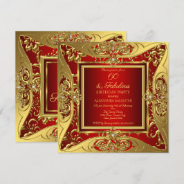 Invitación Fabuloso Cumpleaños de 60 años con flores rojas y