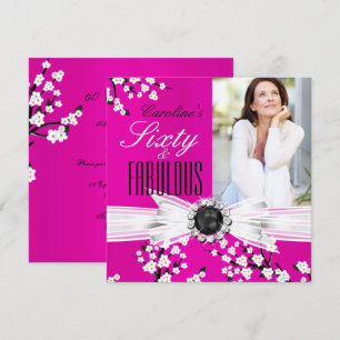 Invitación Fabuloso Cumpleaños de 60 Fotos Elegante Flor de R