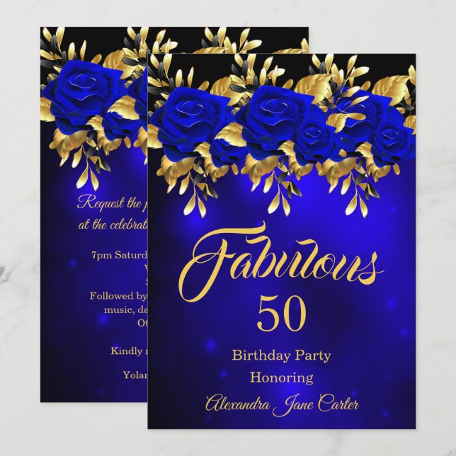 Invitación Fabuloso Cumpleaños de Cualquier Edad Rosa Azul Do (Anverso / Reverso)