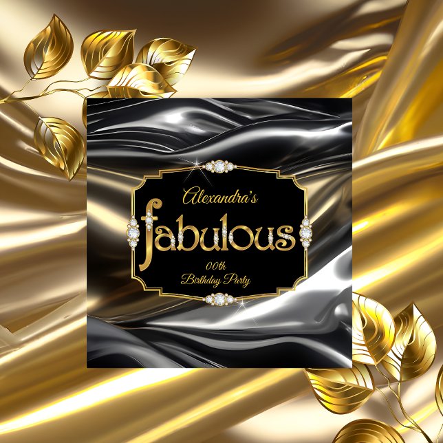 Invitación Fabuloso cumpleaños Diamantes Gold Black Silver (Subido por el creador)