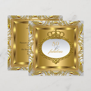 Invitación Fabuloso Cumpleaños Elegante Elite 50 Oro Plata